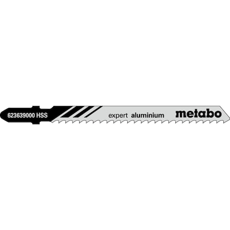 Metabo JIGSAW BLADE -HSS 3 8 tpi Aluminum, 1/8-9 in., non-ferrous metals, 1/6-3/4 in., quick cuts, PK5 623639000